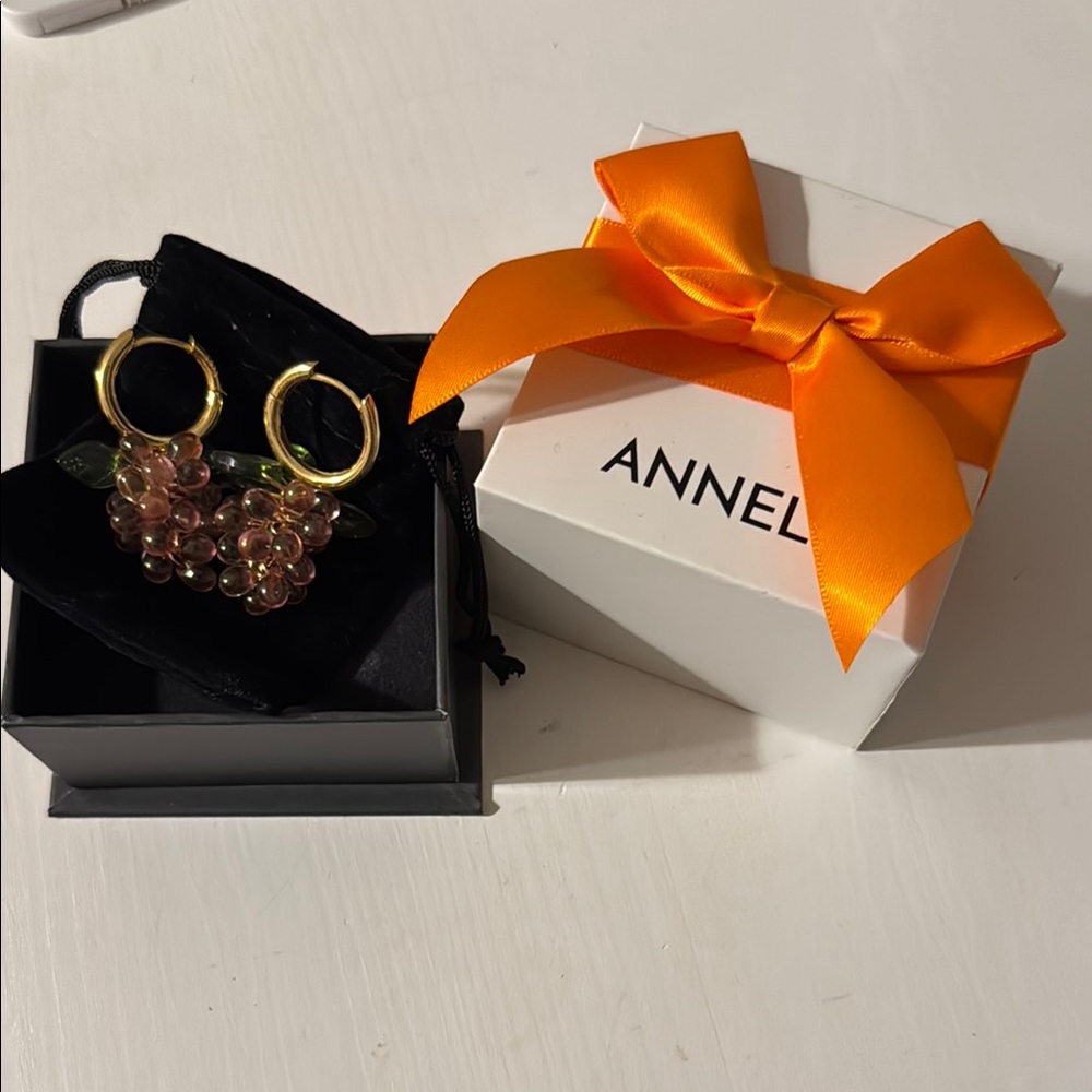 Annele Gold Raspberry Jelly Earrings